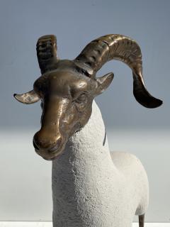  Les Lalanne Brass Ram Sheep Sculpture in Faux Concrete - 1351034