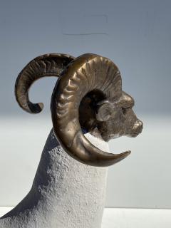  Les Lalanne Brass Ram Sheep Sculpture in Faux Concrete - 1351035