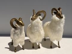 Les Lalanne Set of Three Brass and Fur Mountain Sheep Ram Sculptures - 4699844