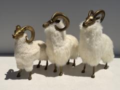  Les Lalanne Set of Three Brass and Fur Mountain Sheep Ram Sculptures - 4699845
