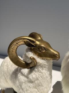  Les Lalanne Set of Three Brass and Fur Mountain Sheep Ram Sculptures - 4699847