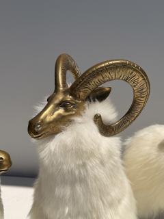  Les Lalanne Set of Three Brass and Fur Mountain Sheep Ram Sculptures - 4699848