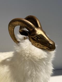  Les Lalanne Set of Three Brass and Fur Mountain Sheep Ram Sculptures - 4699849