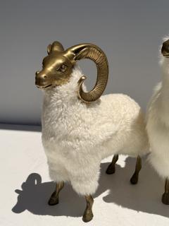  Les Lalanne Set of Three Brass and Fur Mountain Sheep Ram Sculptures - 4699850