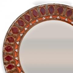  Les Potiers D Accolay Round Ceramic Frame Mirror Attrib Accolay Potteries - 2726060