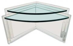  Les Prismatiques Les Prismatiques Pair of Triangular Lucite and Glass Nesting Tables Post Modern - 3181269