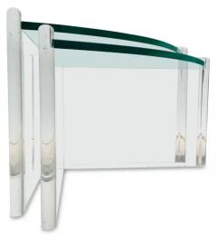  Les Prismatiques Les Prismatiques Pair of Triangular Lucite and Glass Nesting Tables Post Modern - 3181305