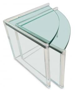  Les Prismatiques Les Prismatiques Pair of Triangular Lucite and Glass Nesting Tables Post Modern - 3181311