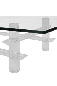  Les Prismatiques Lucite Coffee Table with Stretchers and Glass Top by Les Prismatiques - 142768
