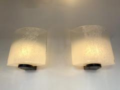  Leucos Pair of Bubble Murano Glass and Metal Sconces by Leucos Italy 1970s - 2224833