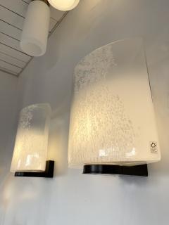  Leucos Pair of Bubble Murano Glass and Metal Sconces by Leucos Italy 1970s - 2224837