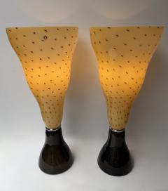  Leucos Pair of Speckled Murano Glass Flame Lamps by Leucos Italy 1990s - 4598741