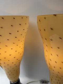  Leucos Pair of Speckled Murano Glass Flame Lamps by Leucos Italy 1990s - 4598742