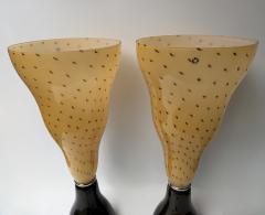  Leucos Pair of Speckled Murano Glass Flame Lamps by Leucos Italy 1990s - 4598749