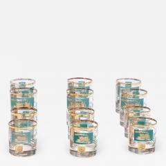 Libbey - Mid-Century Blue and 22-Karat Gold Star/Snowflake Glasses (Se