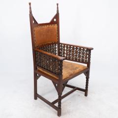  Liberty Co Liberty Co A Rare Moorish Armchair with Original Leather Seat - 4236509
