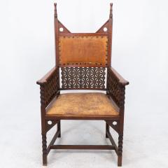  Liberty Co Liberty Co A Rare Moorish Armchair with Original Leather Seat - 4236511
