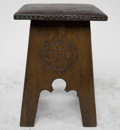  Liberty Co Liberty Co An Arts Crafts Moorish Oak Stool with Embossed Leather Seat - 4185503