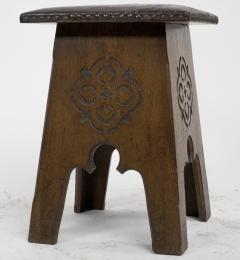  Liberty Co Liberty Co An Arts Crafts Moorish Oak Stool with Embossed Leather Seat - 4185506
