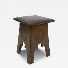  Liberty Co Liberty Co An Arts Crafts Moorish Oak Stool with Embossed Leather Seat - 4232924