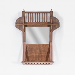  Liberty Co Liberty Co An Arts Crafts Oak Hanging Paper Rack with Central Mirror - 4234466