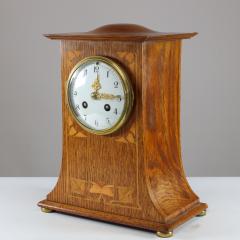  Liberty Co Liberty Co An Arts Crafts Oak Mantle Clock with Floral Inlay - 4188331