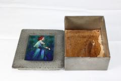  Liberty Co Liberty Co An Arts Crafts Pewter Box with an Enamel Maiden to the Lid - 4188353