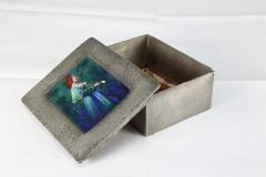  Liberty Co Liberty Co An Arts Crafts Pewter Box with an Enamel Maiden to the Lid - 4188355
