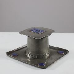  Liberty Co Liberty Co An Arts Crafts Pewter Inkwell with Violet Enamel Decoration - 4188358