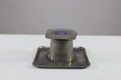  Liberty Co Liberty Co An Arts Crafts Pewter Inkwell with Violet Enamel Decoration - 4188360