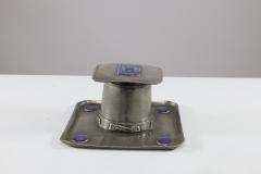  Liberty Co Liberty Co An Arts Crafts Pewter Inkwell with Violet Enamel Decoration - 4188364