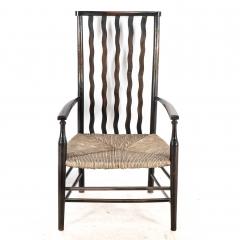  Liberty Co Liberty Co An Arts Crafts Rush Seat Armchair with Wavy Shaped Back Slats - 4185558