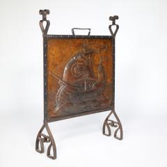  Liberty Co Liberty Co Copper Wrought Iron Fire Screen Depicting Galleon Dragon Sail - 4188386
