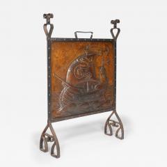  Liberty Co Liberty Co Copper Wrought Iron Fire Screen Depicting Galleon Dragon Sail - 4205692