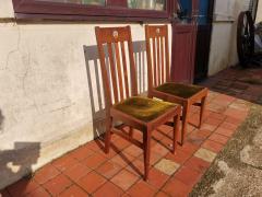  Liberty Co Liberty Co Four English Arts Crafts Walnut Chairs with Mother Of Pearl inlay - 4185415