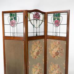  Liberty Co Liberty Co Glasgow style Arts Crafts walnut three fold screen - 4185619