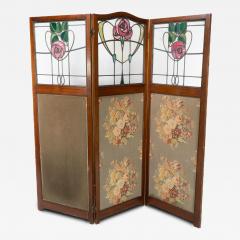  Liberty Co Liberty Co Glasgow style Arts Crafts walnut three fold screen - 4232936