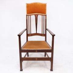  Liberty Co Liberty Co Two Arts Crafts Mahogany Armchairs with Stylized Floral Inlays - 4185641