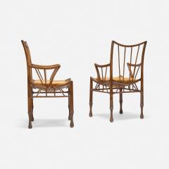  Liberty Co Pair of Beechwood and Leather Thebes Armchairs by Liberty Co  - 4602462