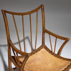  Liberty Co Pair of Beechwood and Leather Thebes Armchairs by Liberty Co  - 4602464