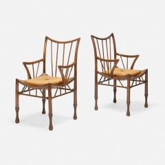  Liberty Co Pair of Beechwood and Leather Thebes Armchairs by Liberty Co  - 4603428
