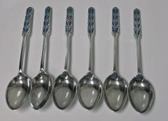  Liberty Co Set of Liberty Enamel Spoons Birmingham 1925 Fitted Box - 463915