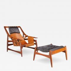  Liceu de Artes e Of cios 1960s Liceu de Artes e Of cios leather chair and ottoman - 3243864