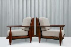  Liceu de Artes e Of cios Brazilian Modern Armchairs in Hardwood Beige Linen by Liceu De Artes 1960s - 3186533