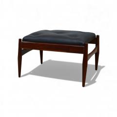  Liceu de Artes e Of cios Brazilian Modern Ottoman in Rosewood Leather Liceu de Artes 1960s - 4439614