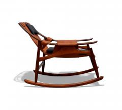  Liceu de Artes e Of cios Brazilian Modern Rocking Chair in Rosewood Leather Liceu de Artes 1960s - 4431800