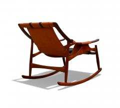  Liceu de Artes e Of cios Brazilian Modern Rocking Chair in Rosewood Leather Liceu de Artes 1960s - 4431805