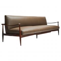  Liceu de Artes e Of cios Brazilian Modern Sofa in Hardwood Brown Leather by Liceu De Artes 1960 - 3559557