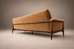  Liceu de Artes e Of cios Canoa Sofa in Rosewood and Camel Velvet Liceu de Artes e Of cios Lot 856C - 4797648
