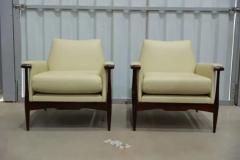  Liceu de Artes e Of cios Pair of Armchairs in Hardwood Leather by Liceu de Artes e Oficios c 1960s - 3731223